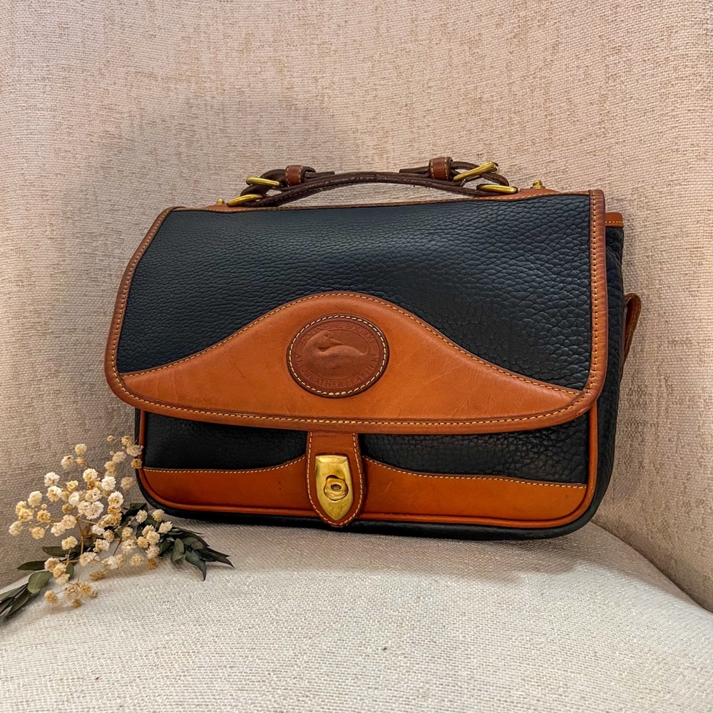 Dooney and Bourke All Weather Leather Vintage Black and Brown Bag